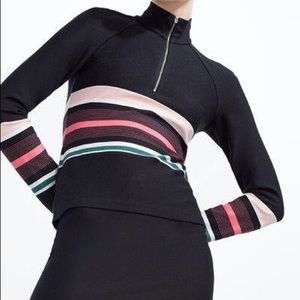 Zara trafaluc high neck stripe cut out long sleeve